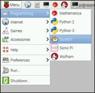 Scratch in applications menu